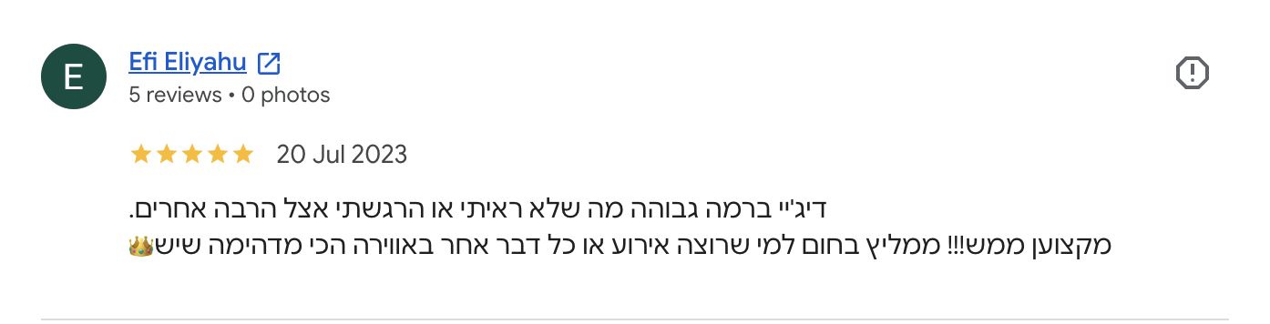 Google review — Efi Eliyahu