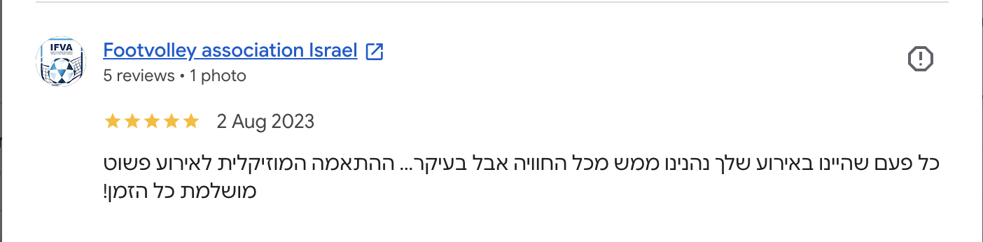 Google review — Footvolley Israel